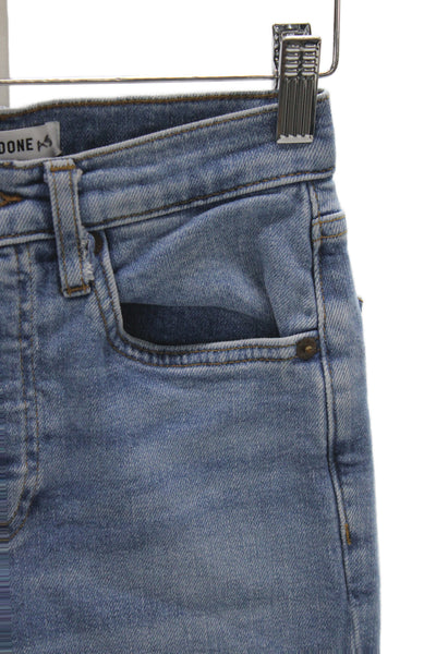 Re/Done Womens Cropped Straight High Waist Blue Denim Jeans Size 24