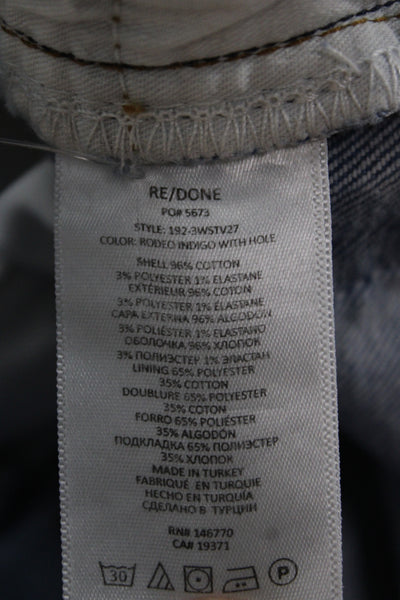 Re/Done Womens Cropped Straight High Waist Blue Denim Jeans Size 24