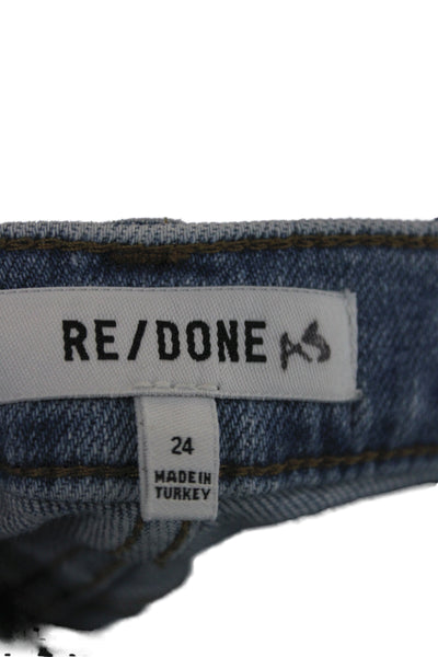 Re/Done Womens Cropped Straight High Waist Blue Denim Jeans Size 24