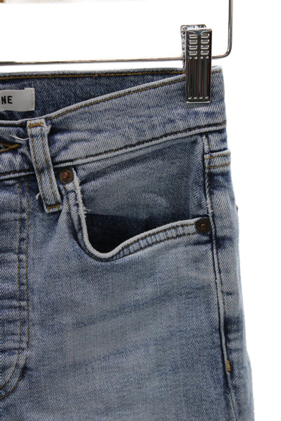 Re/Done Womens Cropped Straight Jeans High Waist Light Blue 90s Size 24