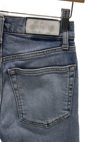 Re/Done Womens Cropped Straight Jeans High Waist Light Blue 90s Size 24