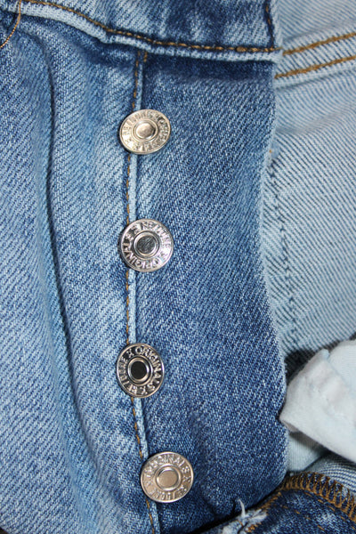 Re/Done Womens Cropped Straight Jeans High Waist Light Blue 90s Size 24