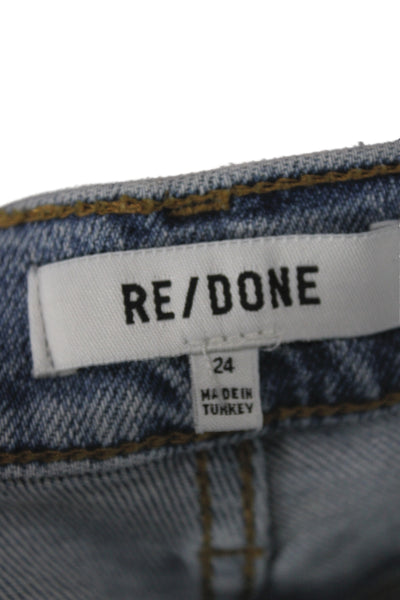 Re/Done Womens Cropped Straight Jeans High Waist Light Blue 90s Size 24