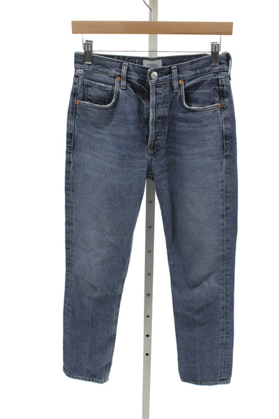 Re/Done Womens Cropped Straight Jeans High Waist Light Blue 90s Size 24