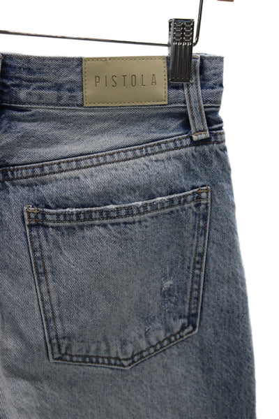 Pistola Unisex Light Blue High Waist Boyfriend Cropped Jeans Size 24