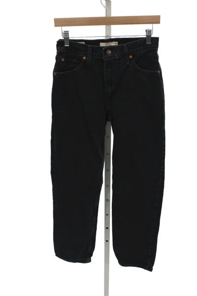 Levis Unisex Black Straight High Waist Jeans Size 26