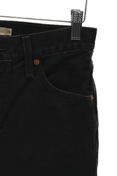 Levis Unisex Black Straight High Waist Jeans Size 26