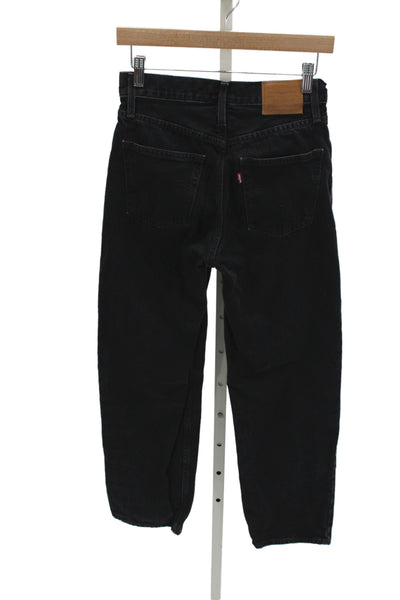 Levis Unisex Black Straight High Waist Jeans Size 26