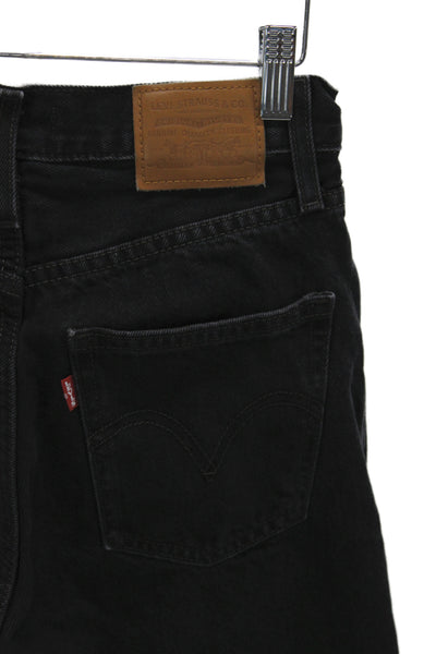 Levis Unisex Black Straight High Waist Jeans Size 26