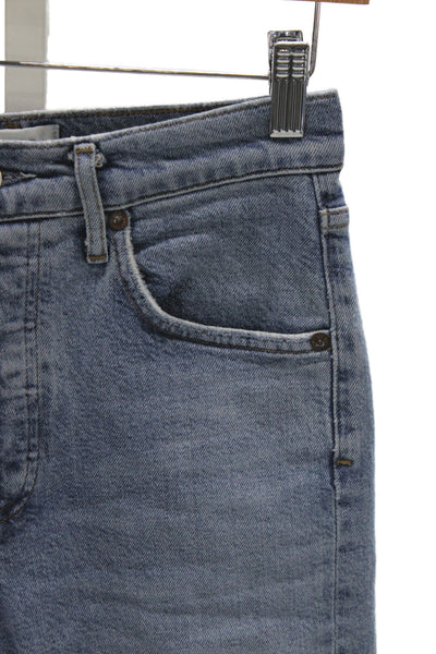 Agolde Womens Cropped Mom Jeans High Waist Blue 25in Inseam Size 24