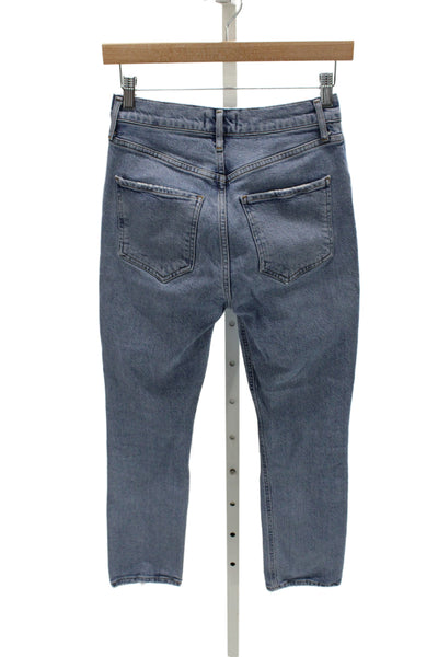 Agolde Womens Cropped Mom Jeans High Waist Blue 25in Inseam Size 24