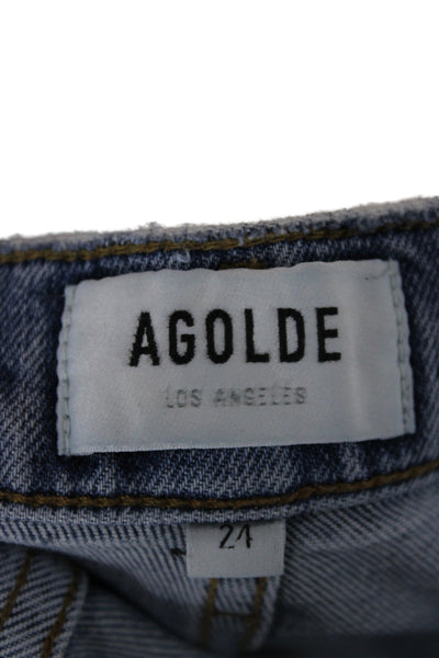 Agolde Womens Cropped Mom Jeans High Waist Blue 25in Inseam Size 24