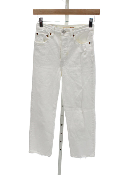 Levis Womens White Ankle Straight Jeans Size 24