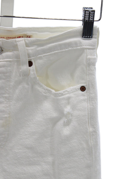 Levis Womens White Ankle Straight Jeans Size 24