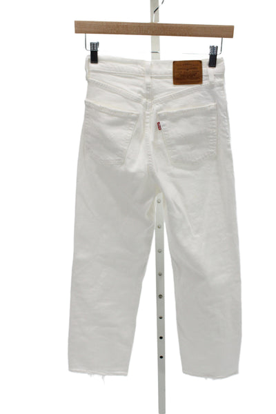 Levis Womens White Ankle Straight Jeans Size 24