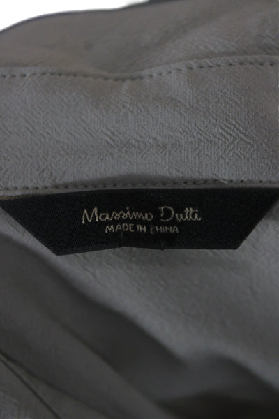 Massimo Dutti Women Beige Collared Button Up Blouse Short Sleeve Viscose Size M