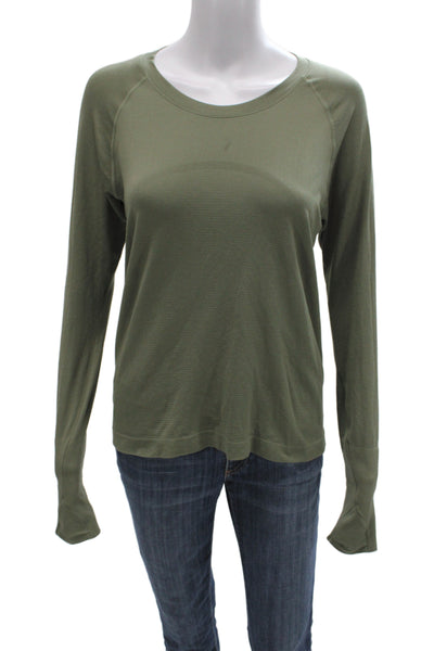 Lululemon Womens Long Sleeves Pullover Tee Shirt Green Size 10