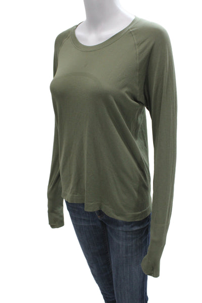 Lululemon Womens Long Sleeves Pullover Tee Shirt Green Size 10