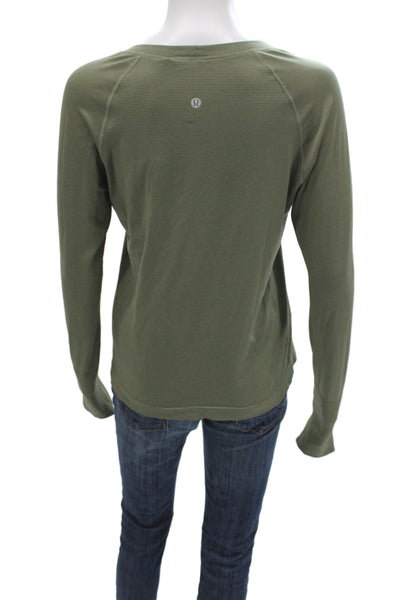 Lululemon Womens Long Sleeves Pullover Tee Shirt Green Size 10