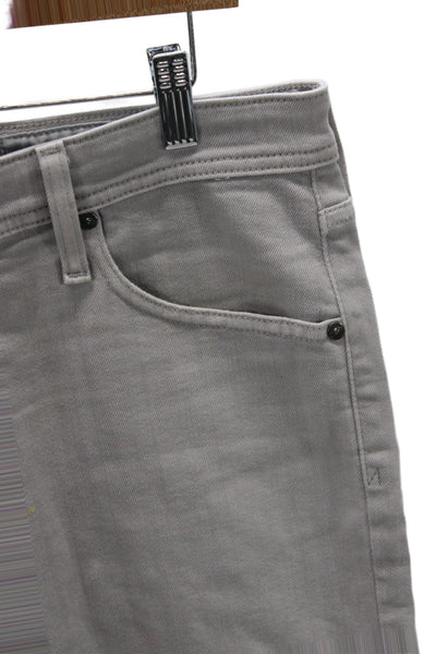 AG-ED Denim Mens Cropped Straight Jeans Gray Size 32