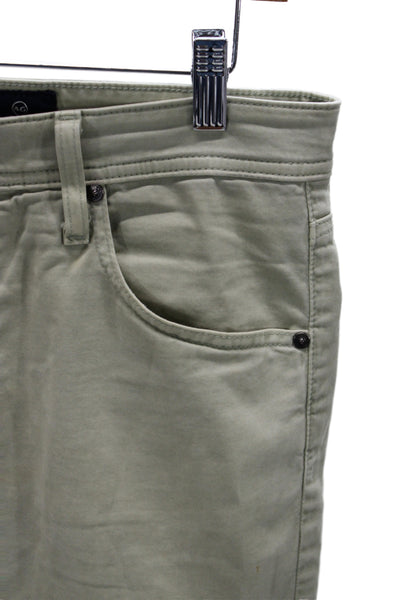 AG Adriano Goldschmied Mens Army Green Chinos Button 97% Cotton Size 32