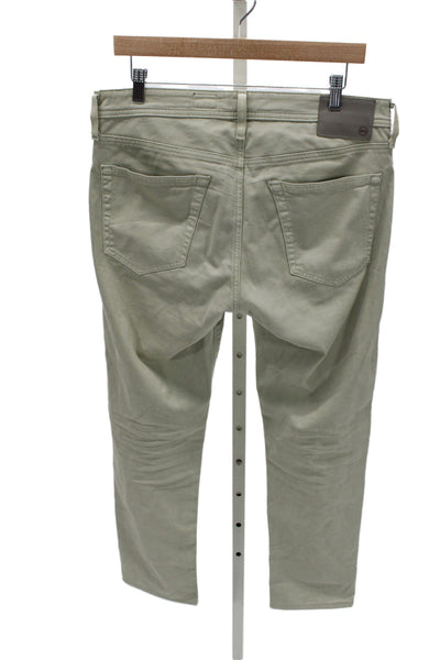 AG Adriano Goldschmied Mens Army Green Chinos Button 97% Cotton Size 32