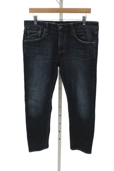 AG Adriano Goldschmied Mens Straight Jeans Dark Blue Button Fly Size 32