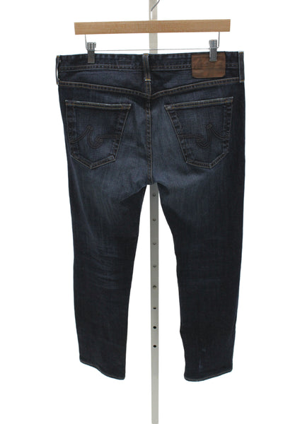AG Adriano Goldschmied Mens Straight Jeans Dark Blue Button Fly Size 32