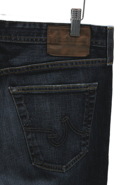 AG Adriano Goldschmied Mens Straight Jeans Dark Blue Button Fly Size 32