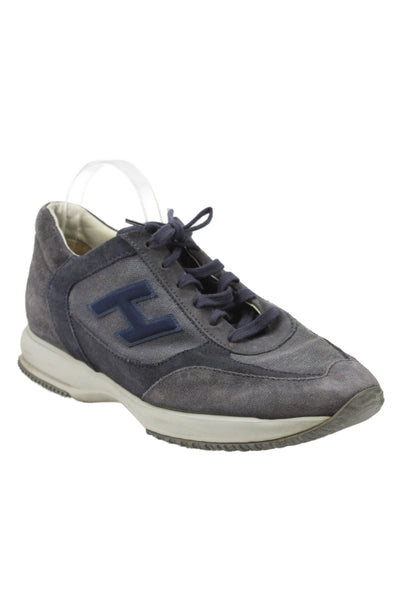 Hogan Mens Suede Lace Up Low Top Sneakers Blue Size 7