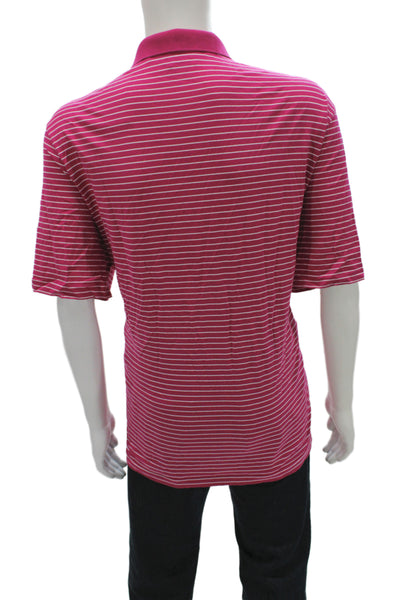 Polo Golf Ralph Lauren Mens Short Sleeve Collared Striped Polo Shirt Pink XL