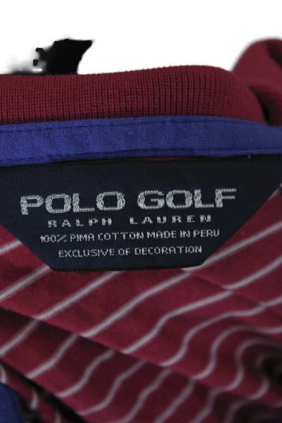 Polo Golf Ralph Lauren Mens Short Sleeve Collared Striped Polo Shirt Pink XL