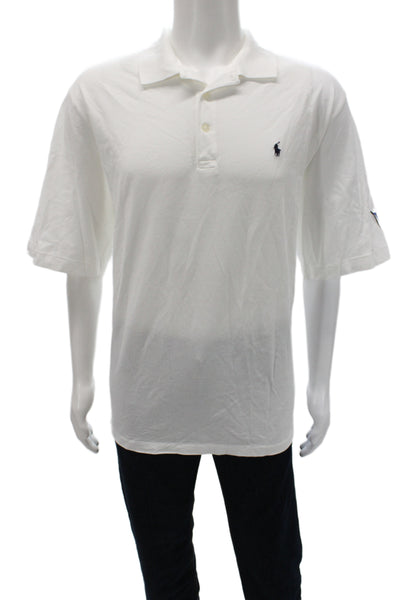 Polo Golf Ralph Lauren Mens Short Sleeve Collared Knit Polo Shirt White Size XL