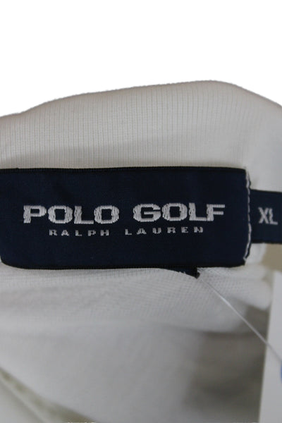 Polo Golf Ralph Lauren Mens Short Sleeve Collared Knit Polo Shirt White Size XL