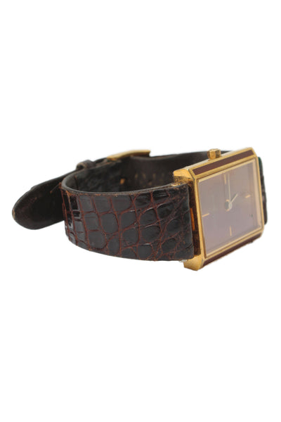 S.T. Dupont Mens Vintage 24K G Plated S-Steel Laque de Chine Quartz Watch 21mm
