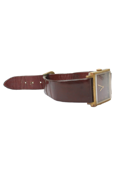 Tissot Unisex Vintage 18K Gold Plated Red Dial Square Stylist Quartz Watch 27mm