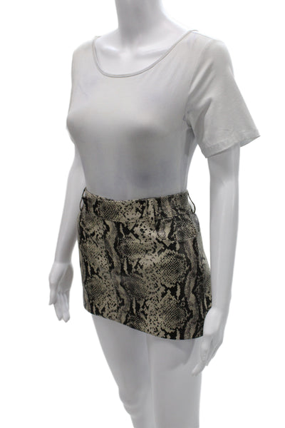 MNG Womens Beige Animal Print 100% Polyester Mini Pencil Skort Size 2
