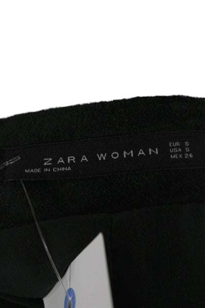 Zara Woman Women A-Line Mini Skirt Green Pigskin Leather Size S