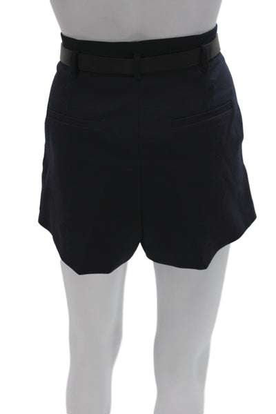 Zara Womens Chino Shorts Dark Blue Cotton Buckle Size S
