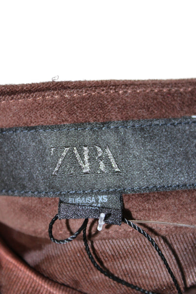 Zara Unisex Brown Cotton Solid Shorts Size XS