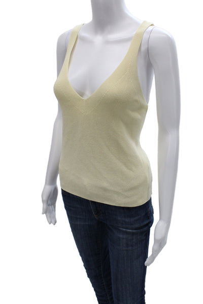 Zara Womens Basic Camisole V-Neck Beige Sleeveless Size L
