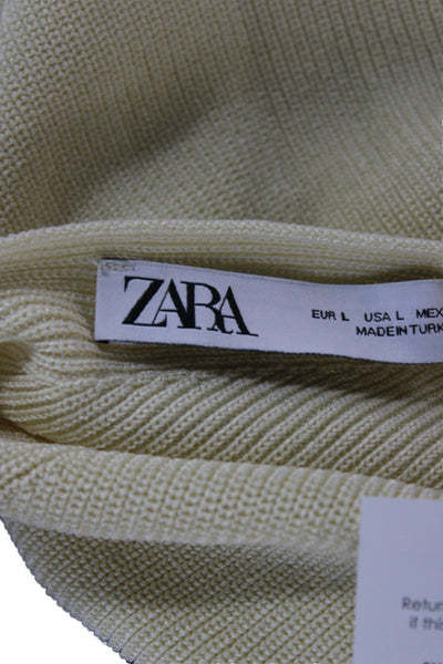 Zara Womens Basic Camisole V-Neck Beige Sleeveless Size L