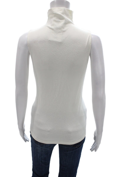 Club Monaco Women Basic Sleeveless Mock Neck Tank White Cotton Size S