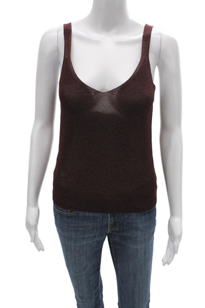 MNG Women Sleeveless Camisole V-Neck Brown Size S