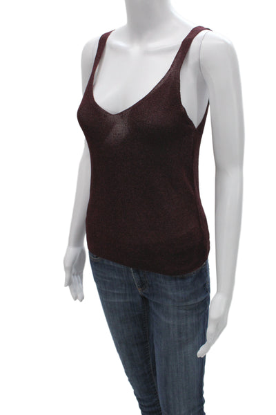 MNG Women Sleeveless Camisole V-Neck Brown Size S