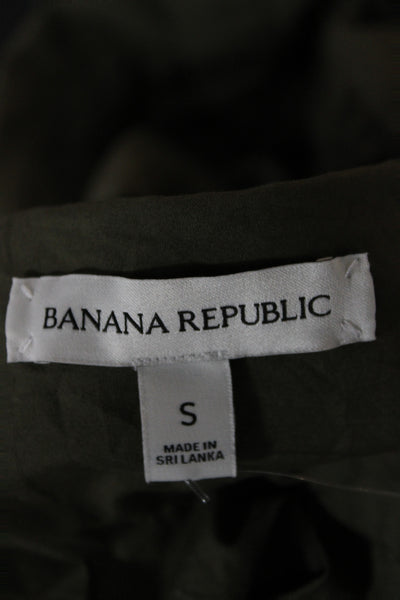 Banana Republic Womens Collared Long Sleeve Button-Up Cotton Top Green Size S