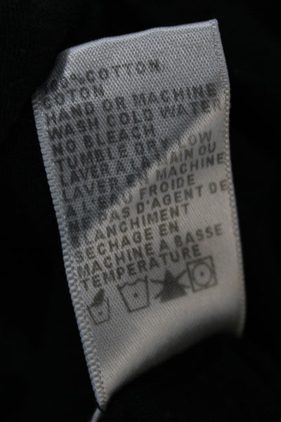 Standard James Perse Women Black Linen V-Neck Long Sleeve Basic T-Shirt Size 3