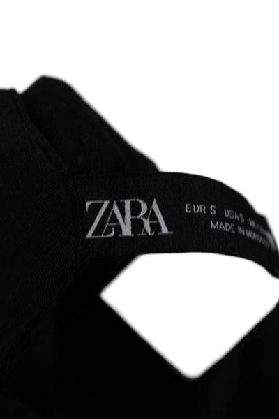 Zara Women Black Lyocell Collared Jumpsuit 3/4 Sleeve Size S