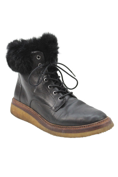 Pour la Victoire Womens Leather Lace Up Ankle Boots Black Size 9
