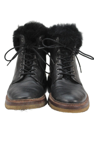 Pour la Victoire Womens Leather Lace Up Ankle Boots Black Size 9